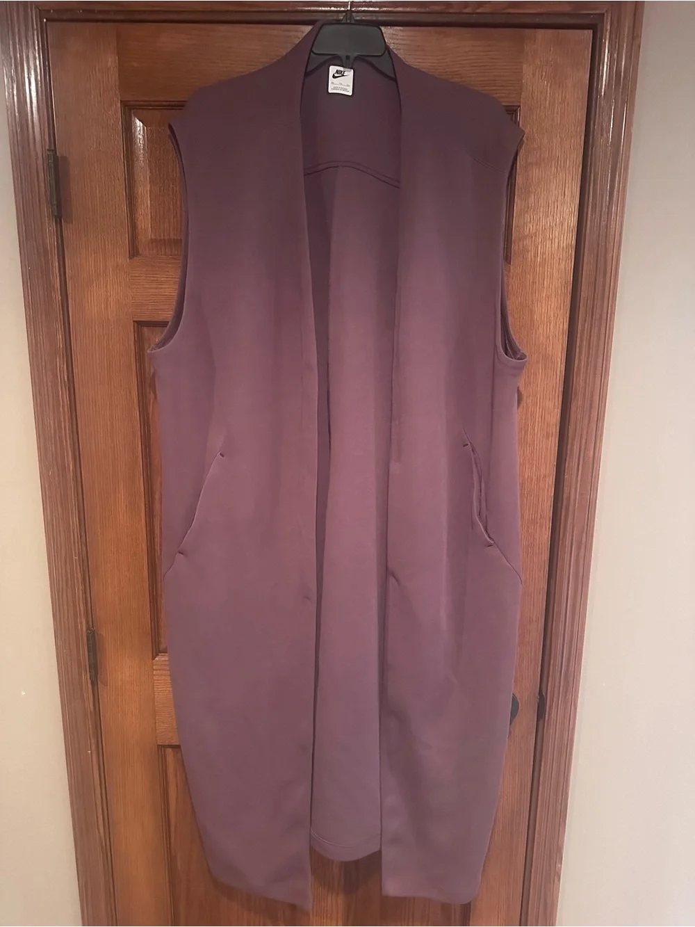 Nike Long Sleeveless Duster Vest in Mauve